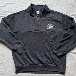 Vintage M Mount Rushmore Quarter Zip Sweatshirt Charcoal Grey Pullover Embroider